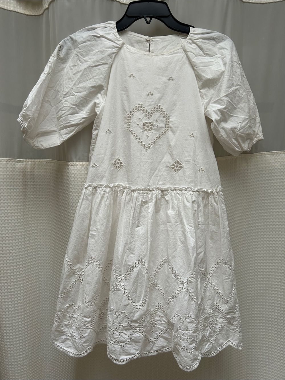 ZARA White Eyelet Puff Sleeve Dress
